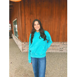 Zenana Zenana Fleece Acid Wash Kangaroo Pocket Hoodie Lt. Teal