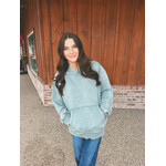 Zenana Zenana Fleece Acid Wash Kangaroo Pocket Hoodie Ash Jade