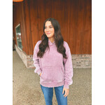 Zenana Zenana Fleece Acid Wash Kangaroo Pocket Hoodie Lt Rose