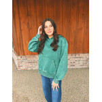 Zenana Zenana Fleece Acid Wash Kangaroo Pocket Hoodie DK Green