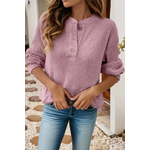 Lovesoft Lovesoft Ribbed Texture Drop Shoulder Henley Pink