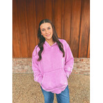 Zenana Zenana Fleece Acid Wash Kangaroo Pocket Hoodie Mauve