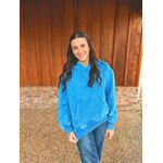 Zenana Zenana Fleece Acid Wash Kangaroo Pocket Hoodie Ocean Blue