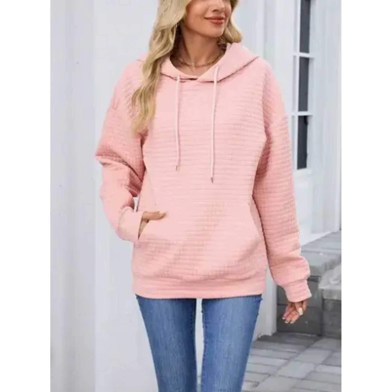 Lovesoft Lovesoft Waffle Knit Oversized Hoodie Pink