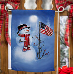 Evergreen Patriotic Snowman Garden Flag