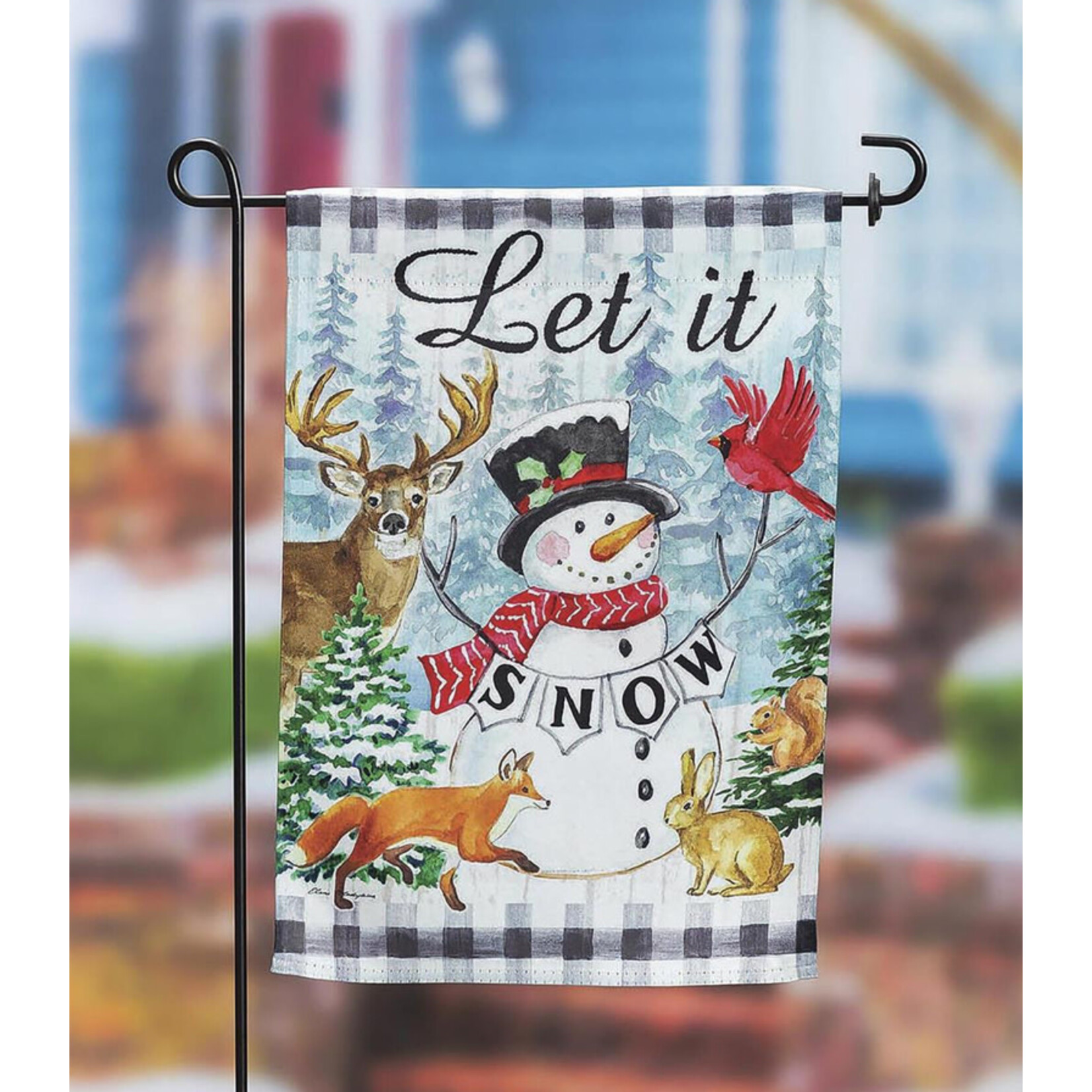 Evergreen Let It Snow Snowman & Woodland Garden Flag