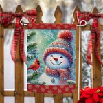 Evergreen Snowman With Cardinal Friend Garden Flag