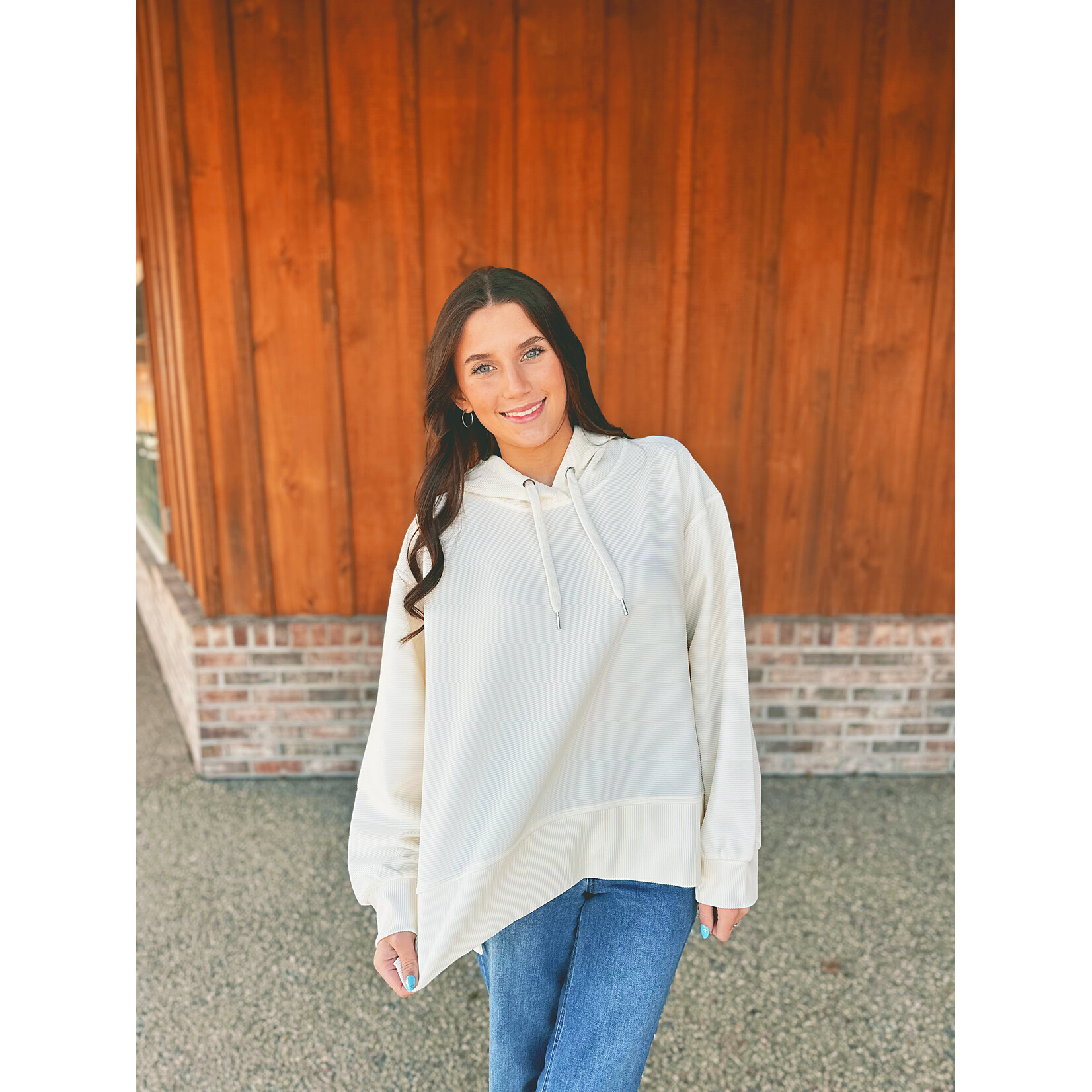 Simply Southern Simply Southern Ribbed Hoodie Pearl