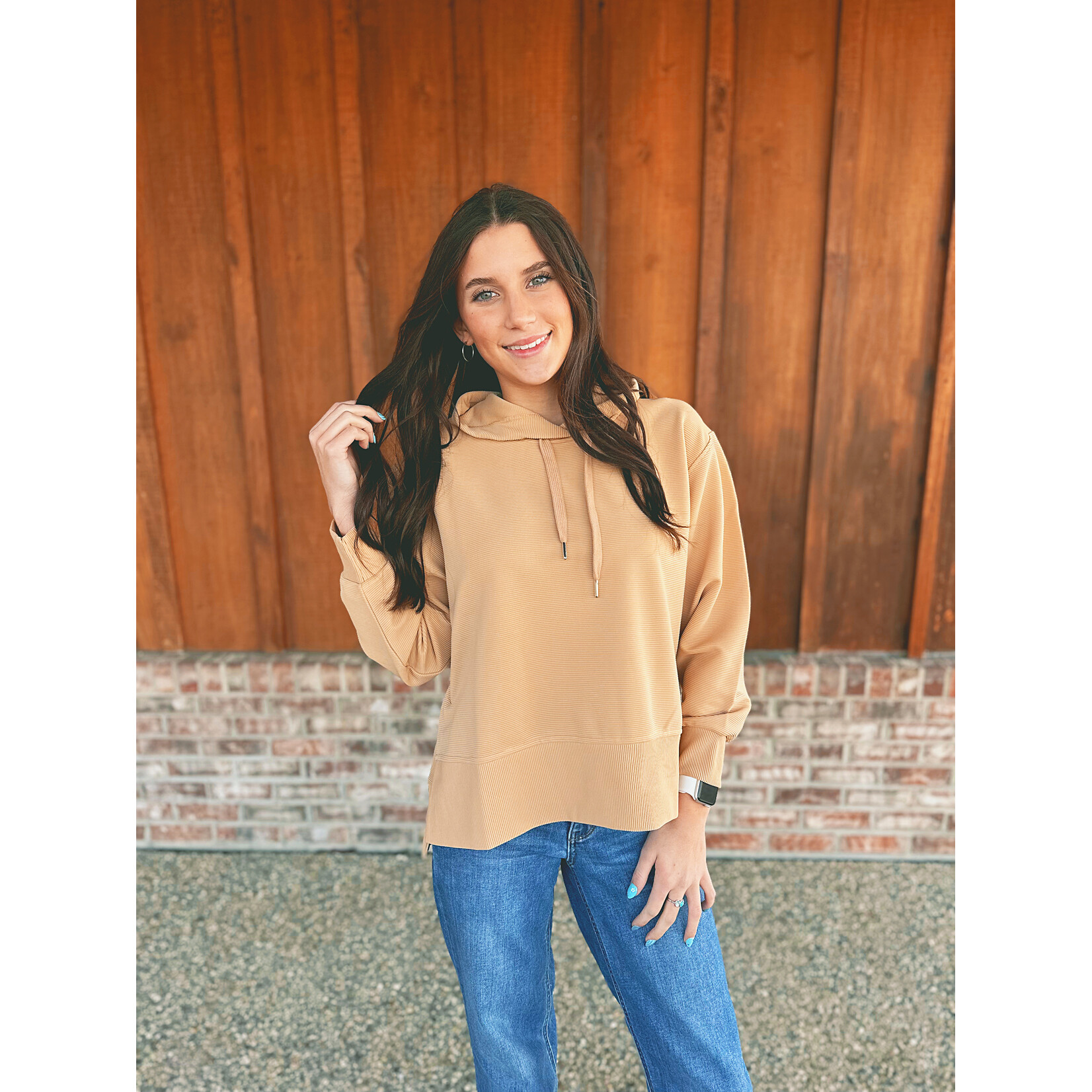 Simply Southern Simply Southern Ribbed Hoodie Latte