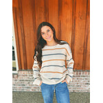Lovesoft Lovesoft Casual Striped Loose Fit Pullover Sweater Apricot