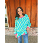 Lovesoft Lovesoft Oversized Striped Sweater Bold Trim Sky Blue Stripe