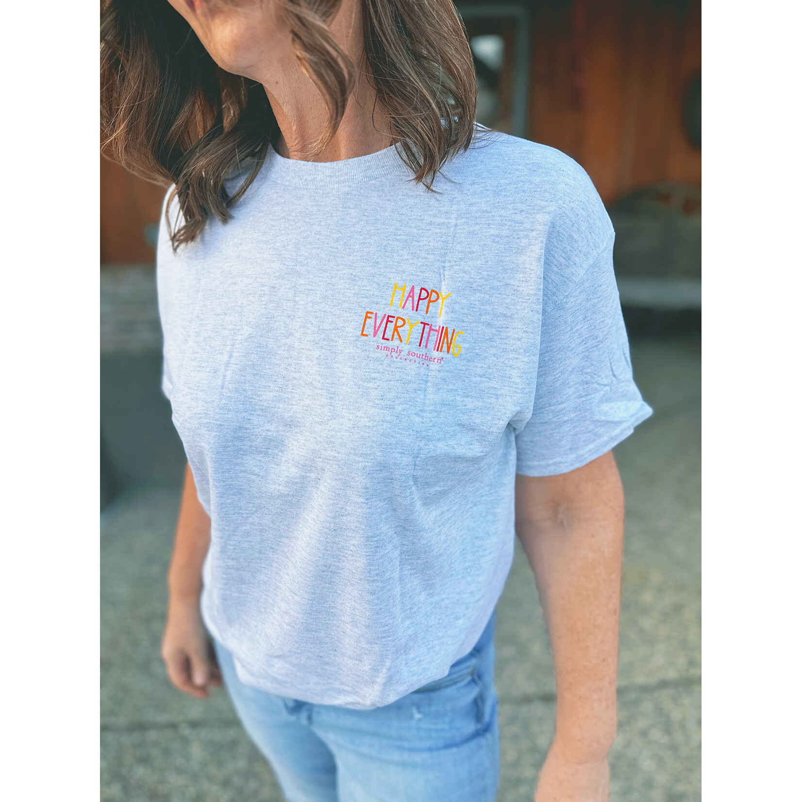 Simply Southern Simply Southern Short Sleeve Happy Everything Ash Grey