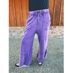 Zenana Zenana Exposed-Seam Flare Hem Pants with Pockets Violet