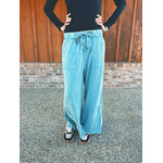 Zenana Zenana Exposed-Seam Flare Hem Pants with Pockets Ash Blue