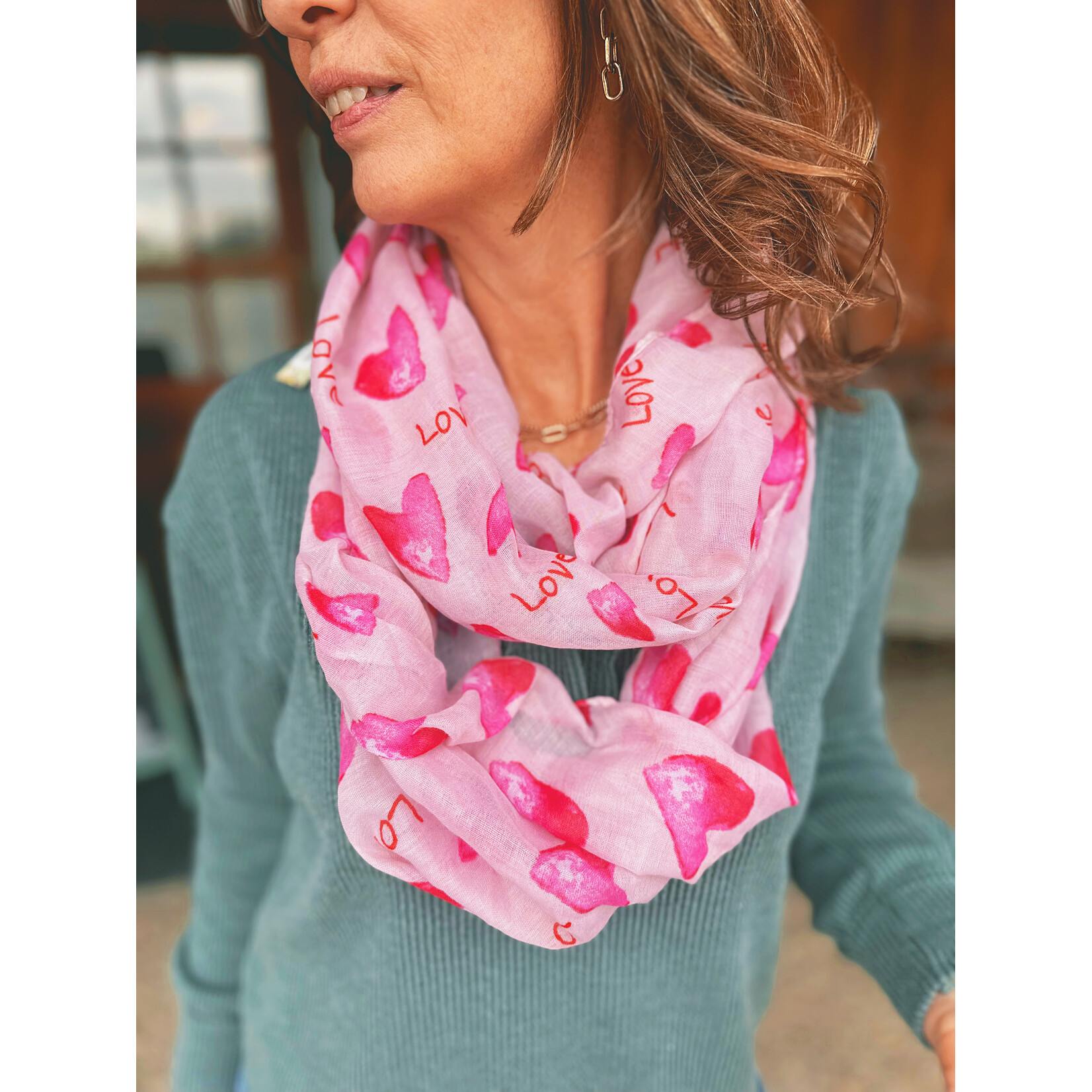 AGP Pink Love Heart Infinity Scarf