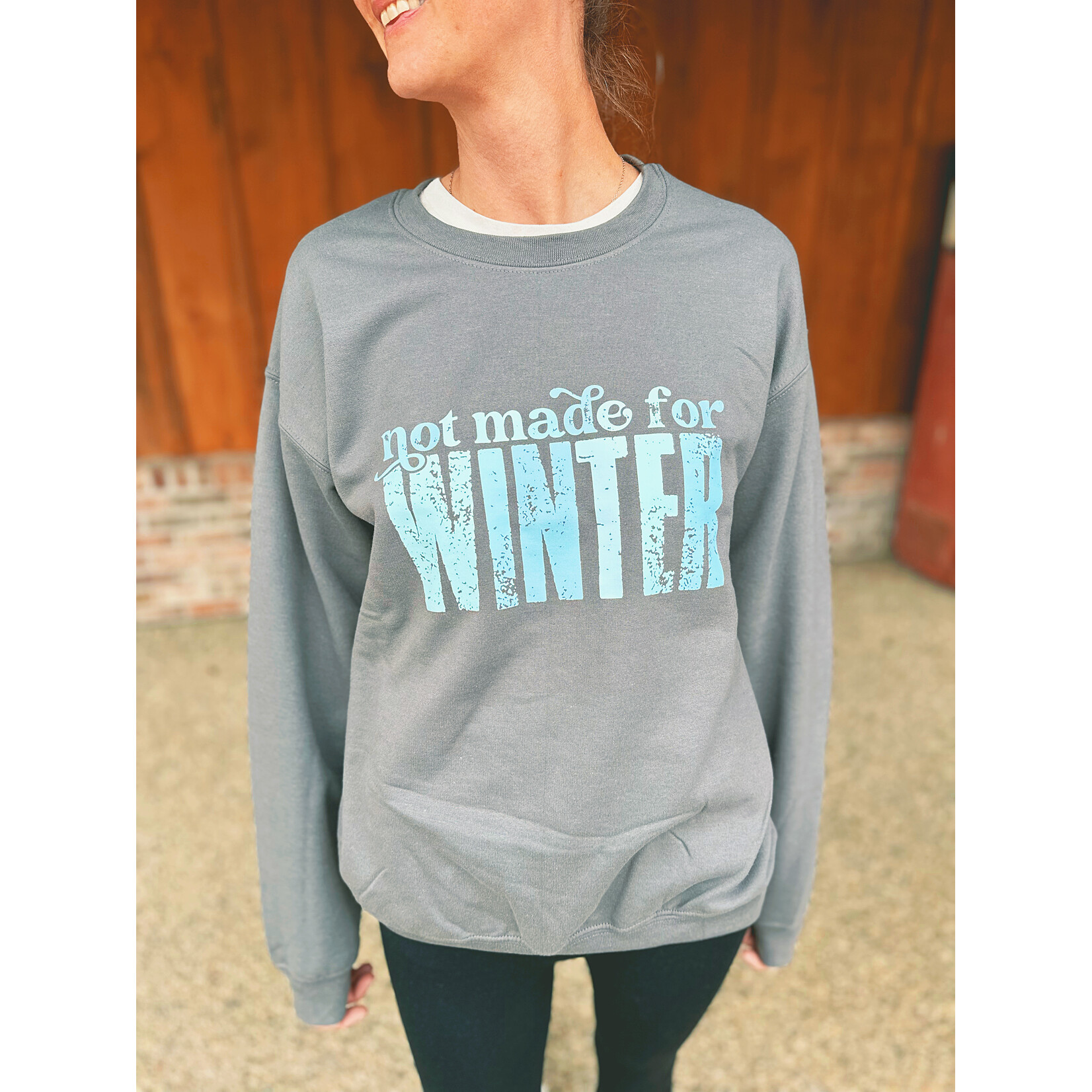 Kiki's Boutique Not Made for Winter Crewneck Gray