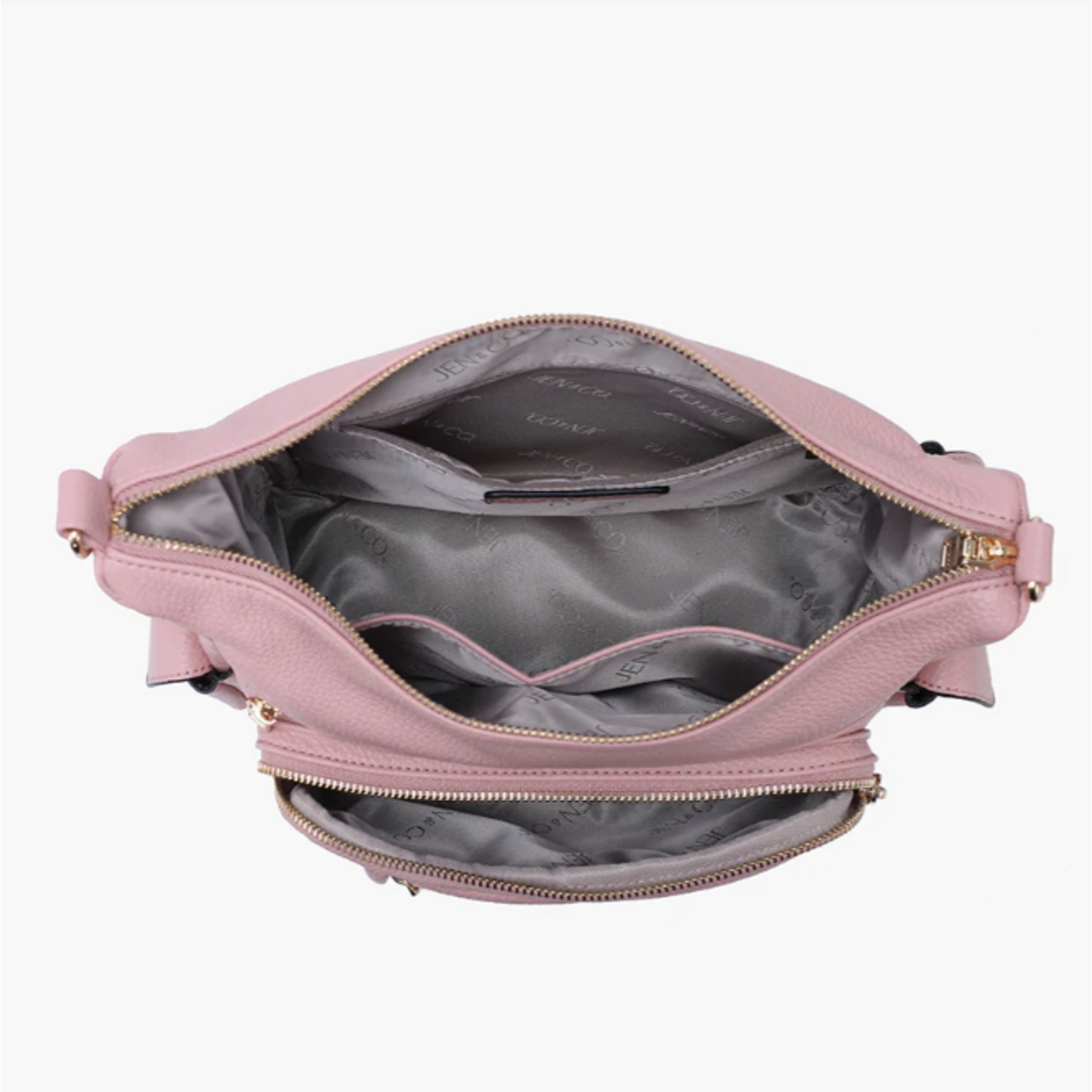 Jen & Co Jen & Co Nicole Multi Zip Crossbody Pale Pink M2677