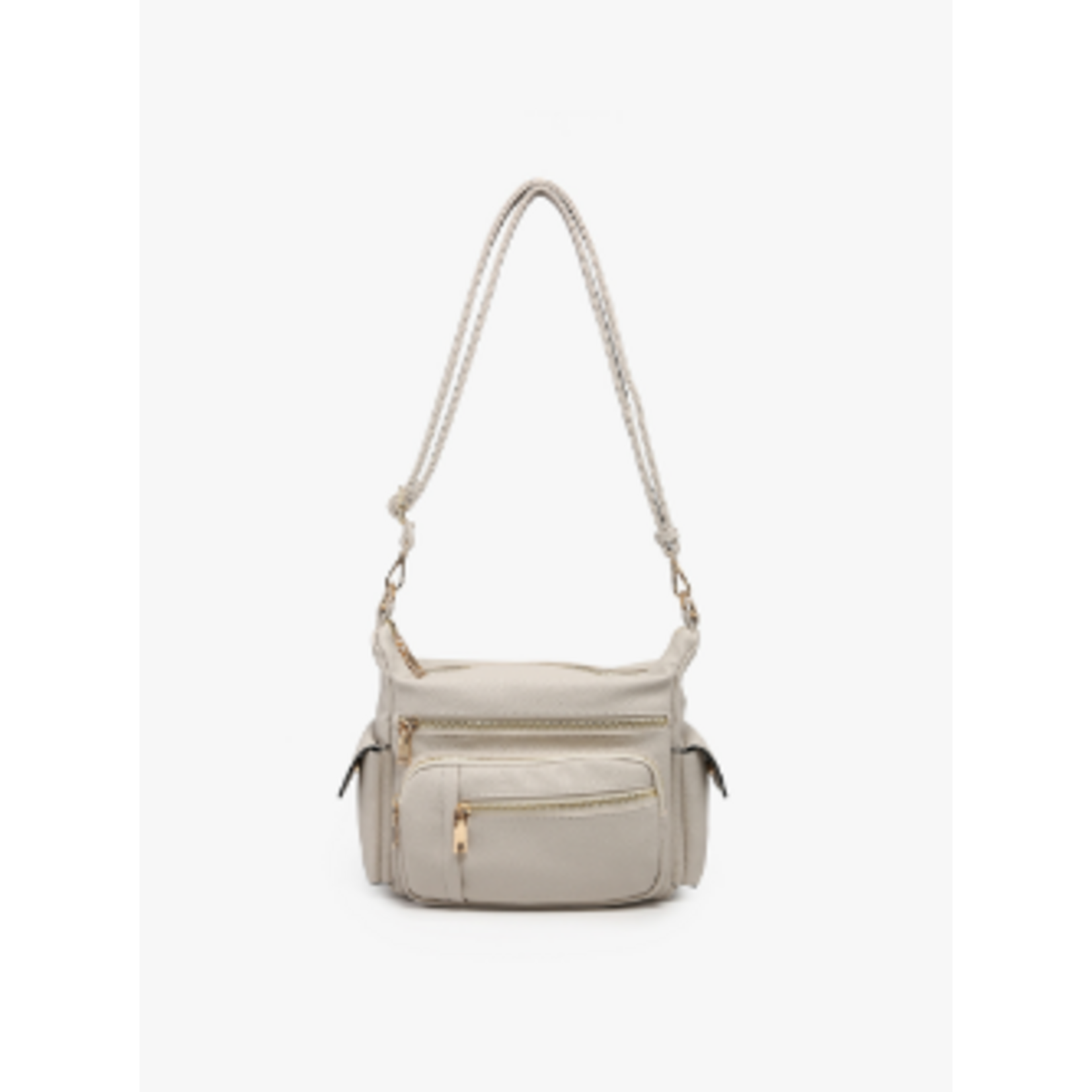 Jen & Co Jen & Co Nicole Multi Zip Crossbody Light Grey M2677