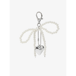 Jen & Co Jen & Co Beaded Bag Charm White Bow BCBEAD