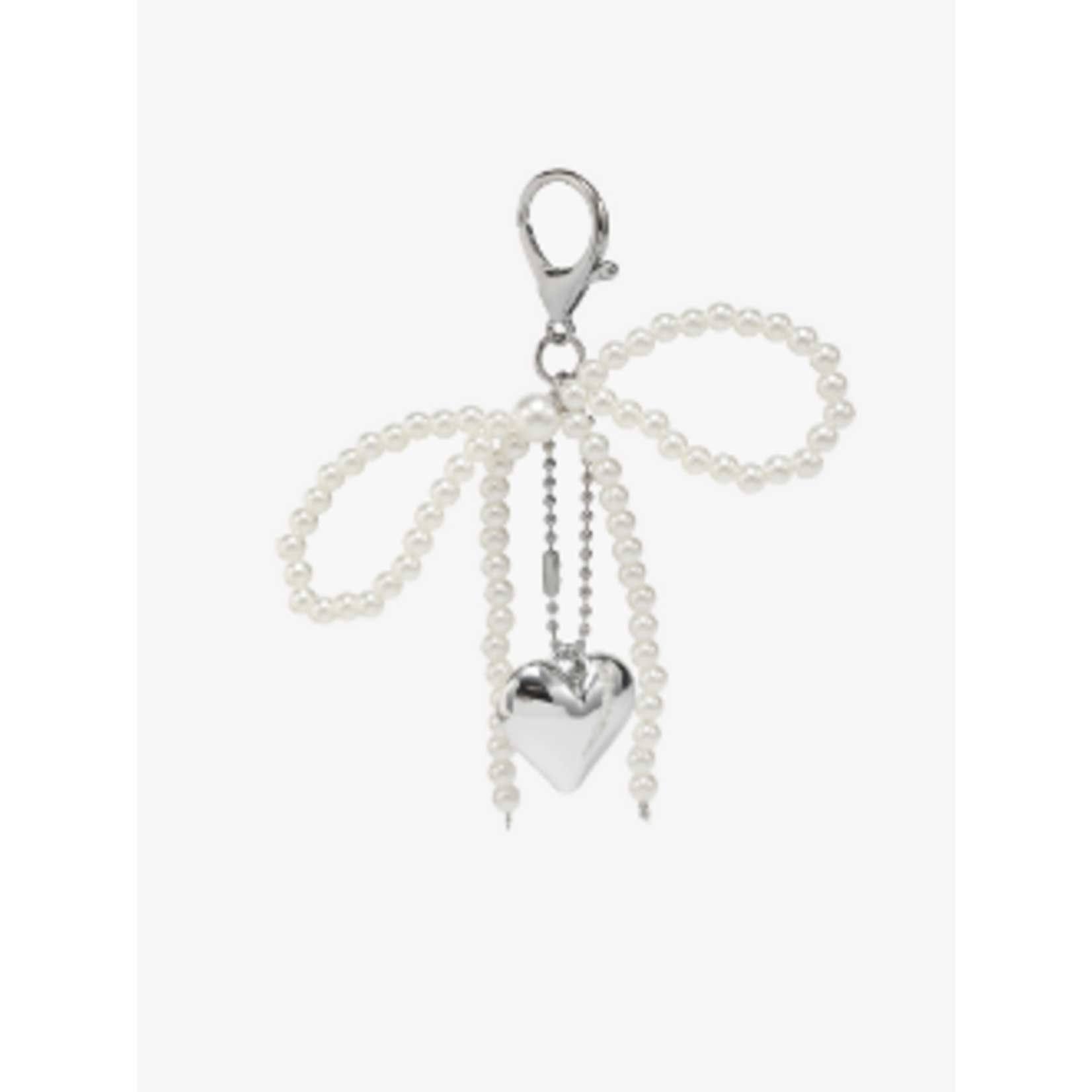 Jen & Co Jen & Co Beaded Bag Charm White Bow BCBEAD