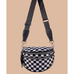 Zenana Zenana Double Zip Crescent Sling Bum Bag Black Checkered