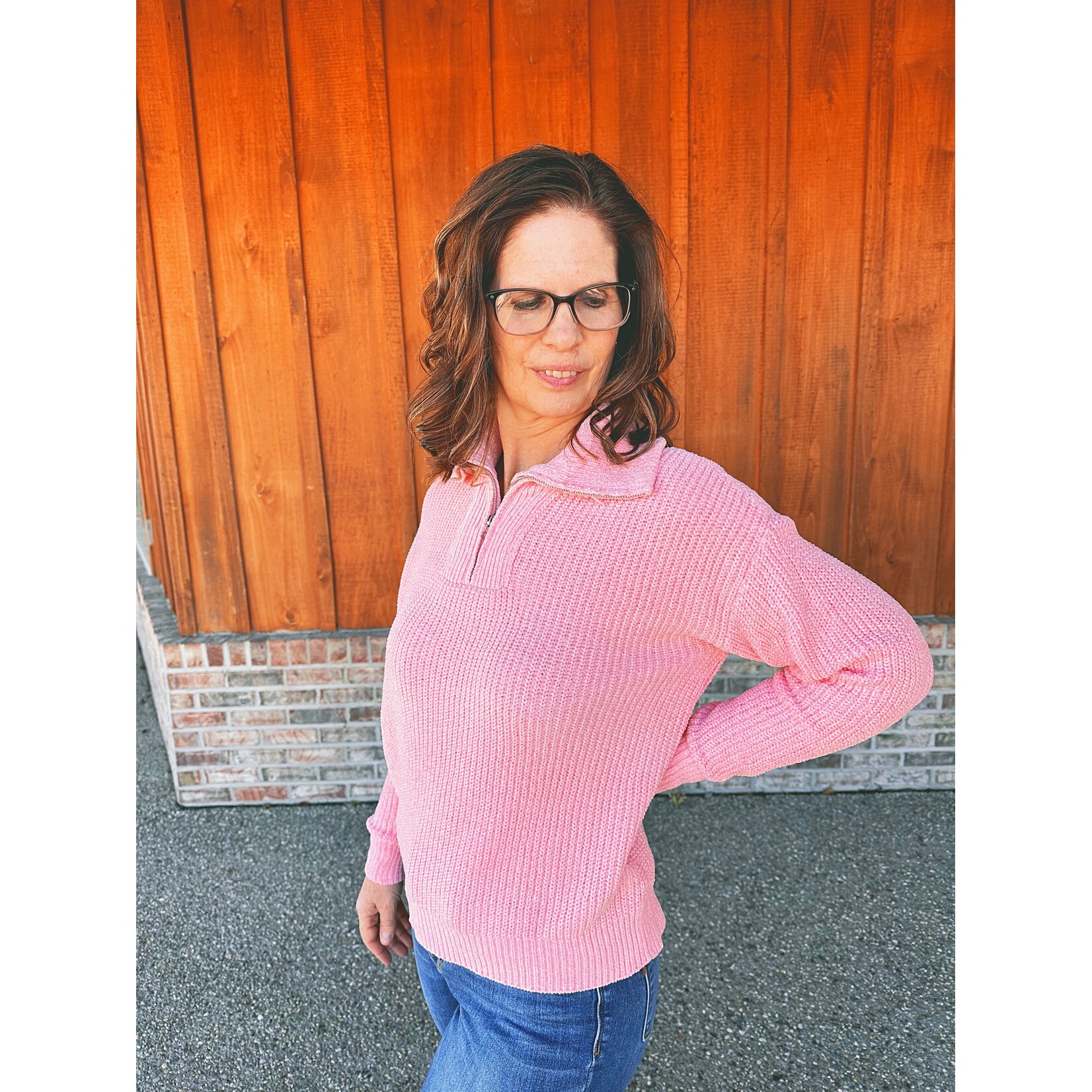 Simply Southern Simply Southern Quarter Zip Sweater Candy