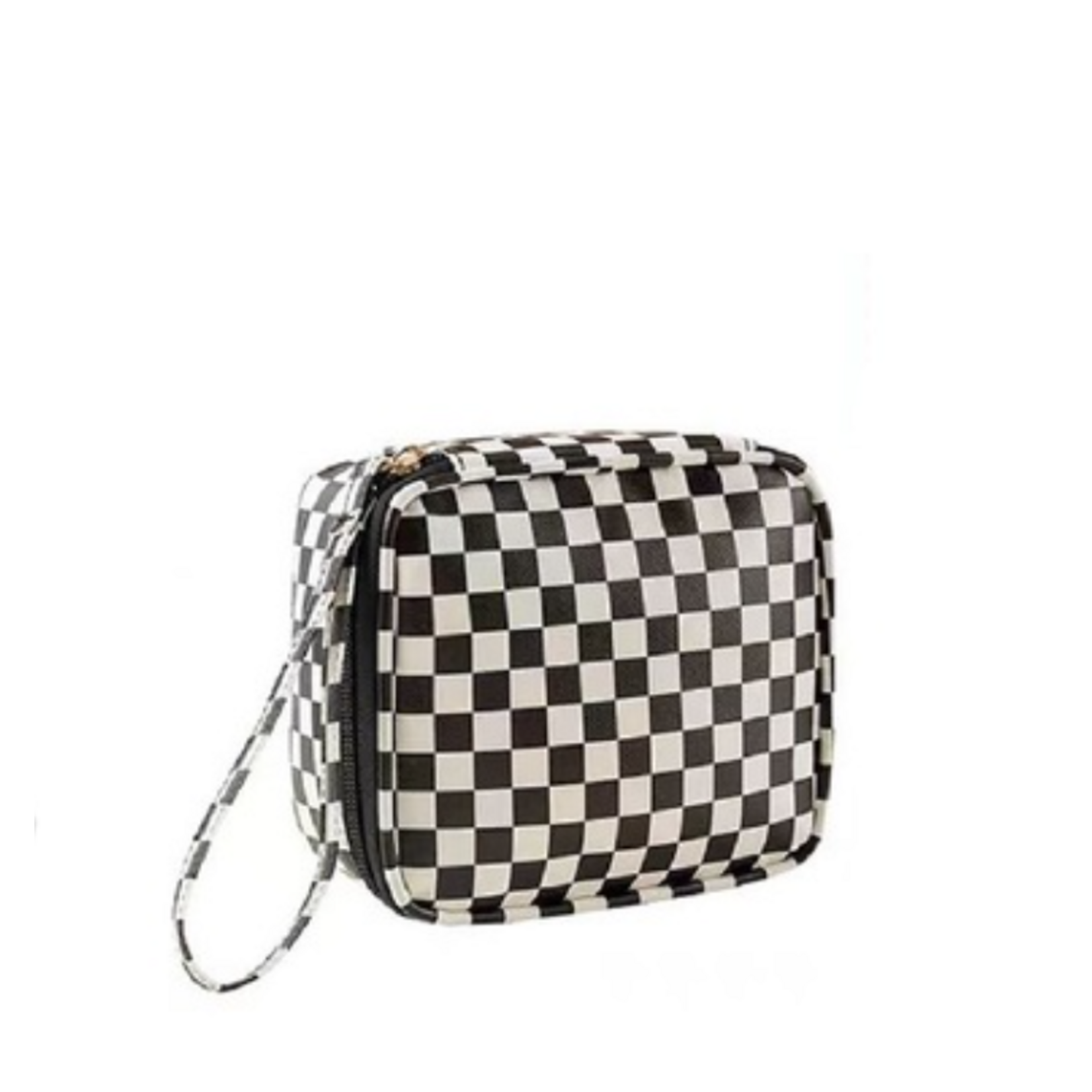 Zenana Zenana Checkered Cosmetic Makeup Travel Case Black