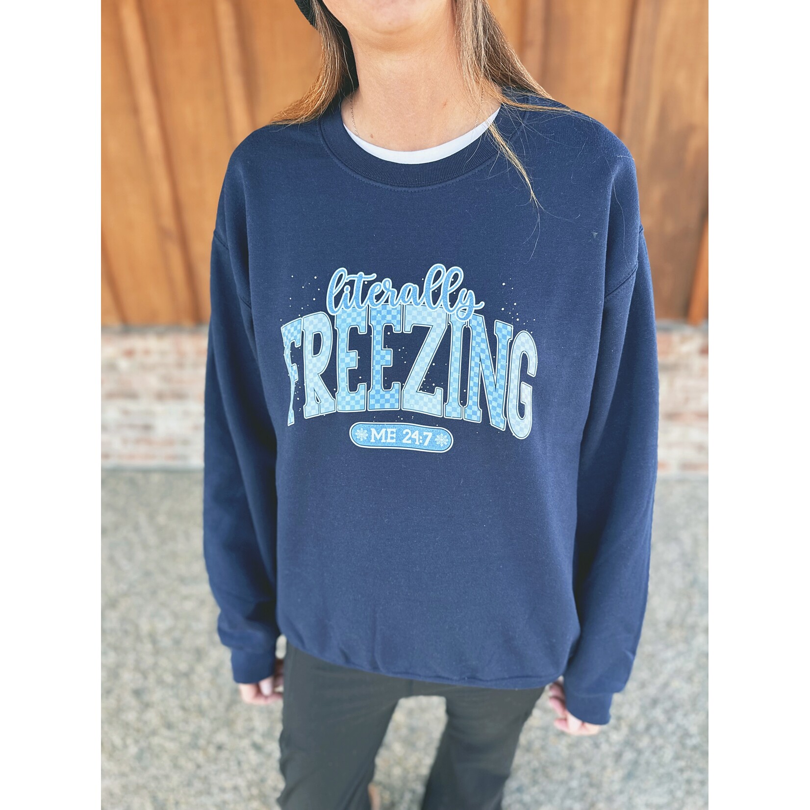 Kiki's Boutique Literally Freezing Crewneck Navy