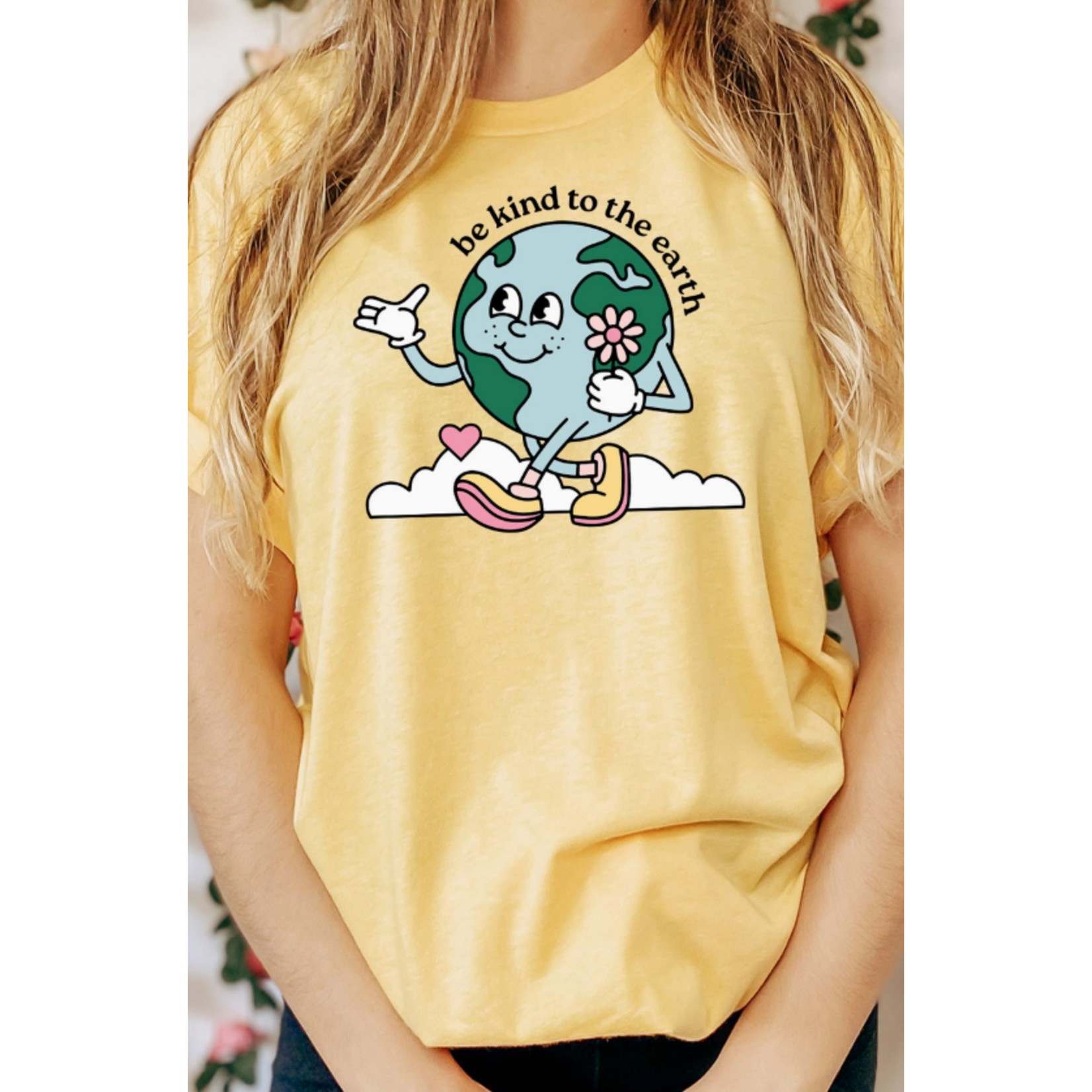 Kissed Apparel Be Kind To The Earth Tee Heather Yellow