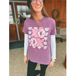 Kissed Apparel XOXO Heart Grid Valentine's Day Graphic Tee Plum