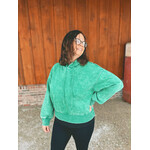 Zenana Zenana Acid Wash Fleece Cropped Hoodie Forest