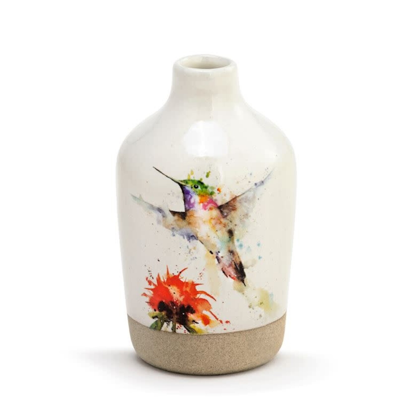 Demdaco Red Flower Hummingbird Vase