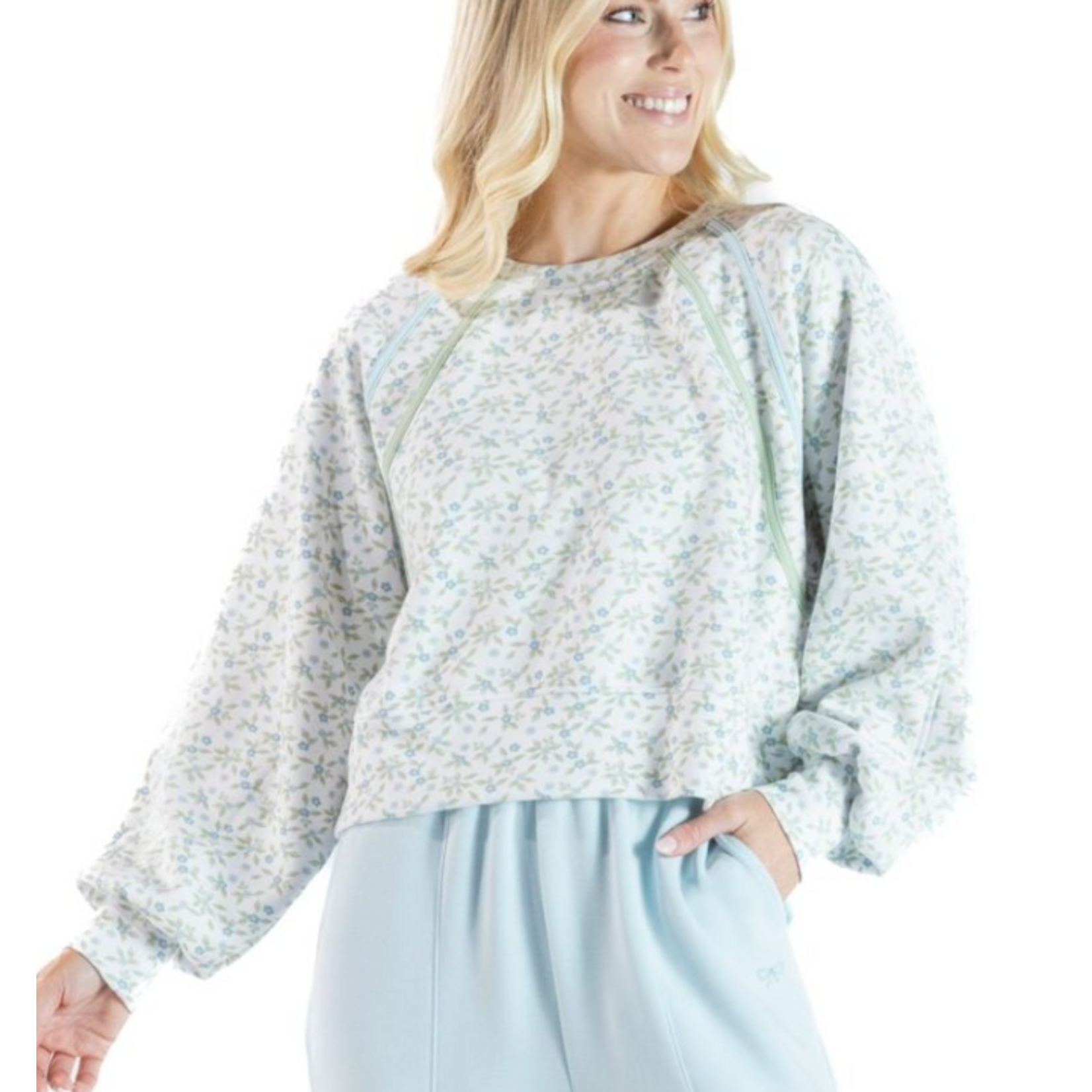 Simply Southern Simply Southern Lounge Pullover Robins Egg Flower