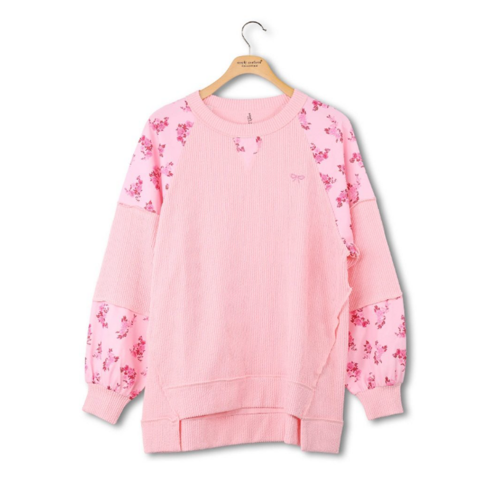 Simply Southern Simply Southern Oversized Long Sleeve Corded Top Princess Pink