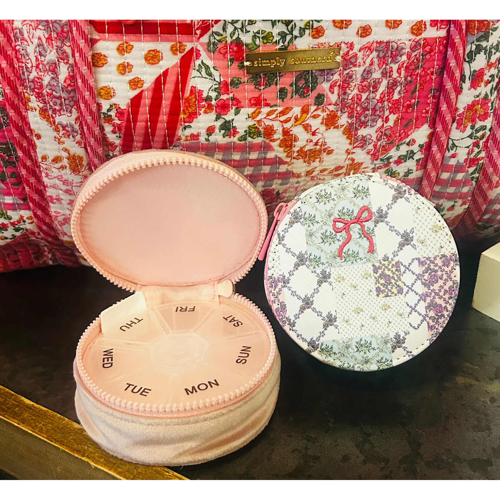 Simply Southern Simply Southern Pill Case Purple Floral Patchwork