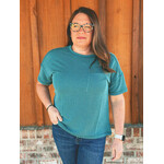 Zenana Zenana Raised Rib Exposed Seam Short Sleeve Top Teal