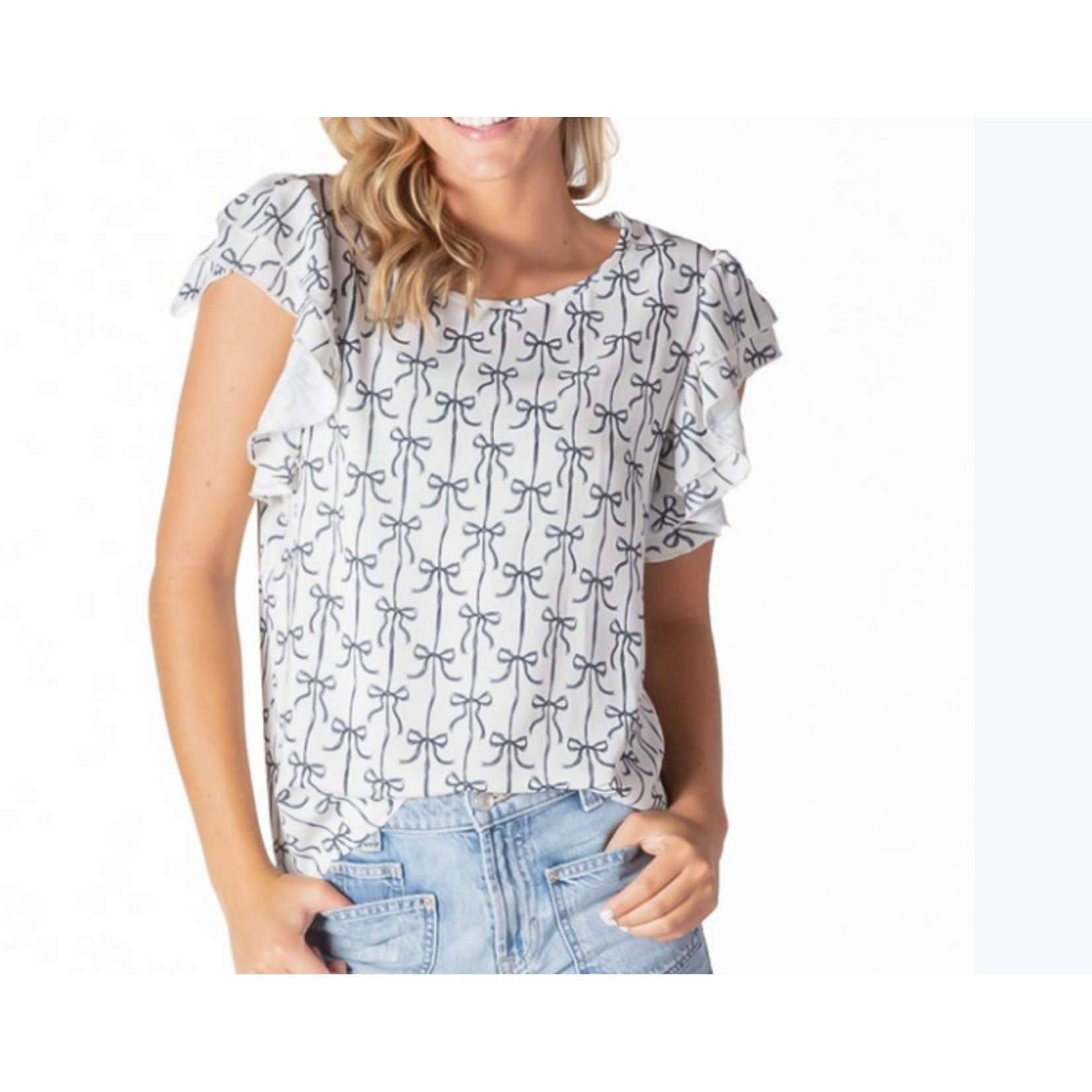 Simply Southern Simply Southern Ruffel Top Black Bow