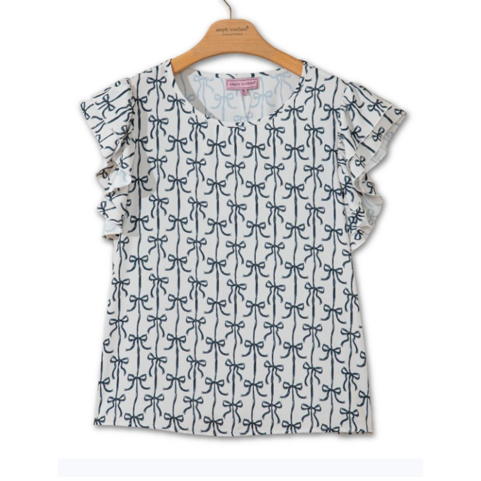 Simply Southern Simply Southern Ruffle Sleeve Top Black Bow