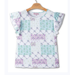 Simply Southern Simply Southern Ruffel Top Purple Floral Patchwork