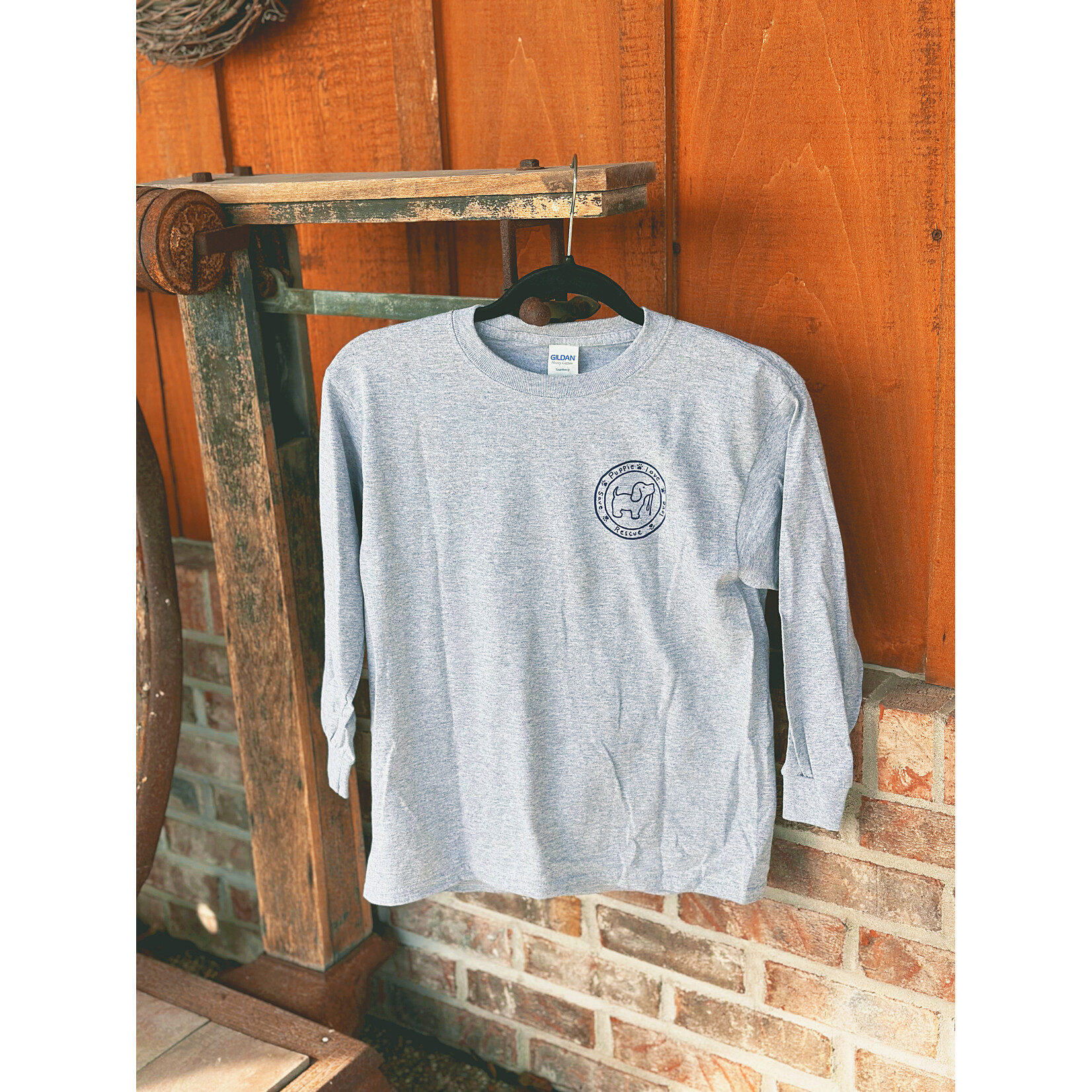 Puppie Love Puppie Love Patriotic Puppie Long Sleeve Tee Grey