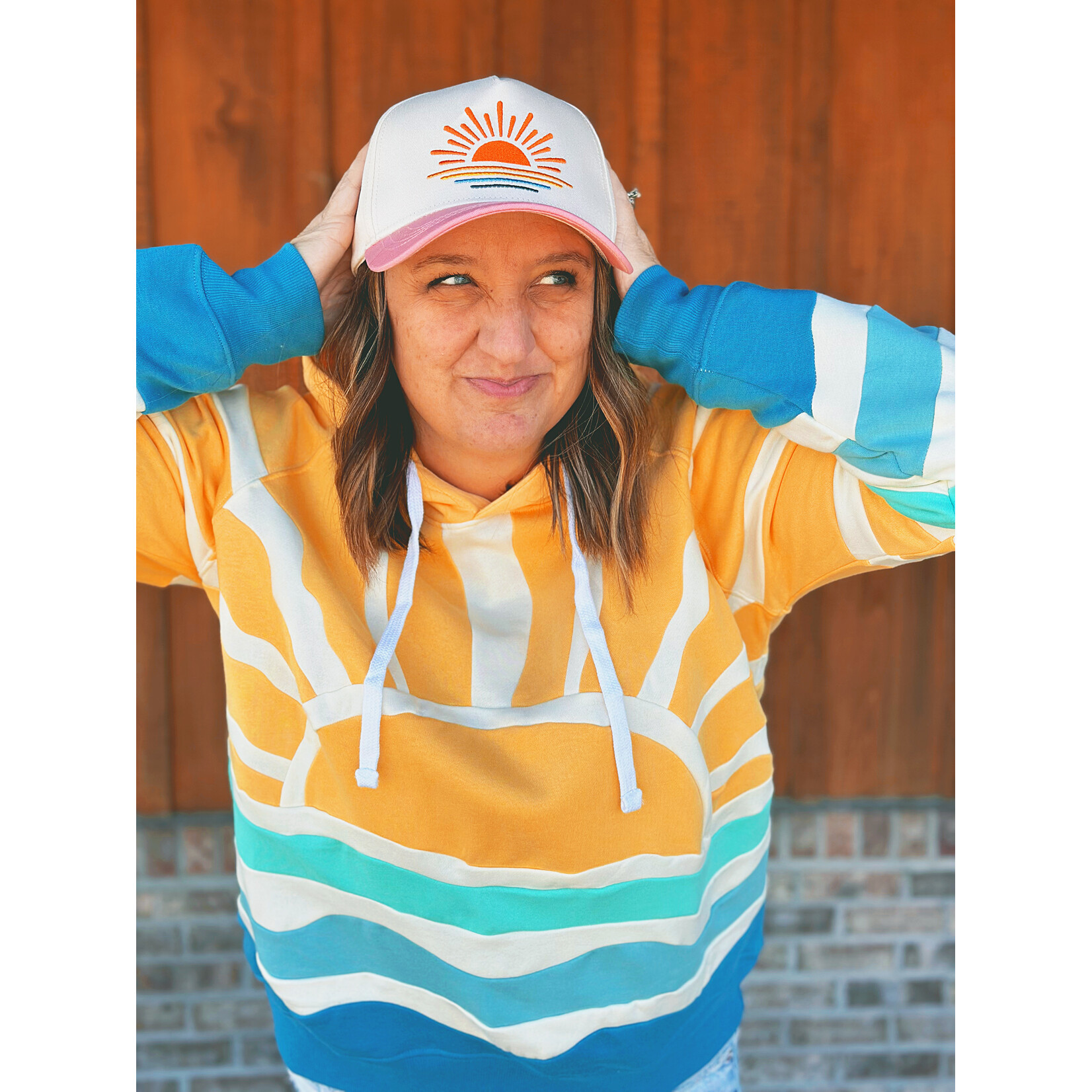 Simply Southern Simply Southern Hoodie Patchwork Yellow Sun