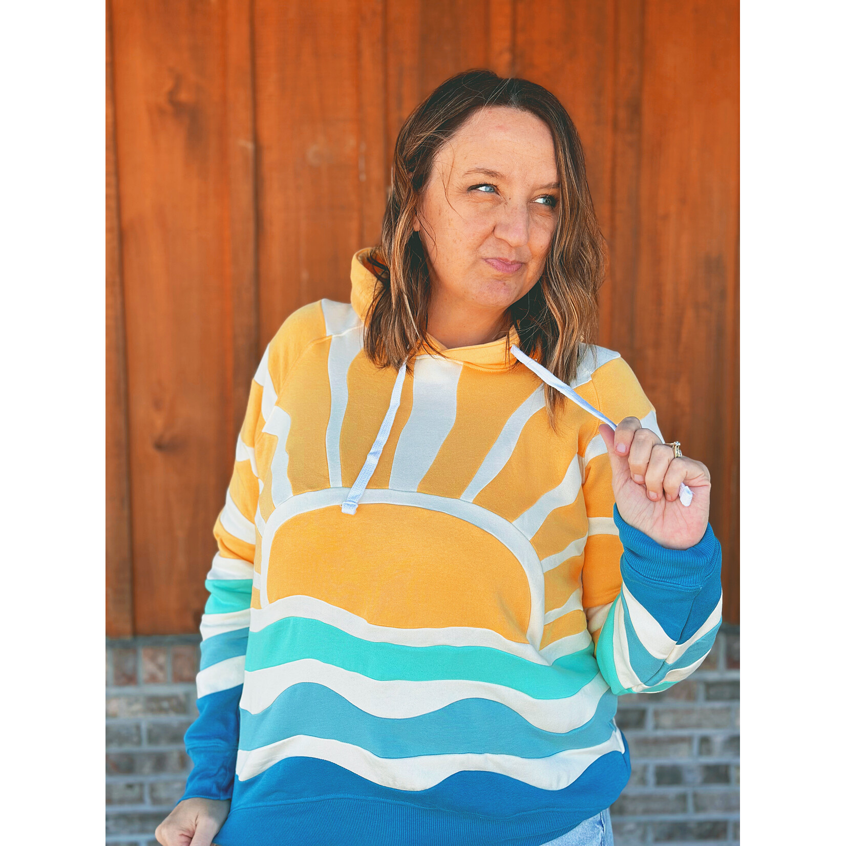 Simply Southern Simply Southern Hoodie Patchwork Yellow Sun