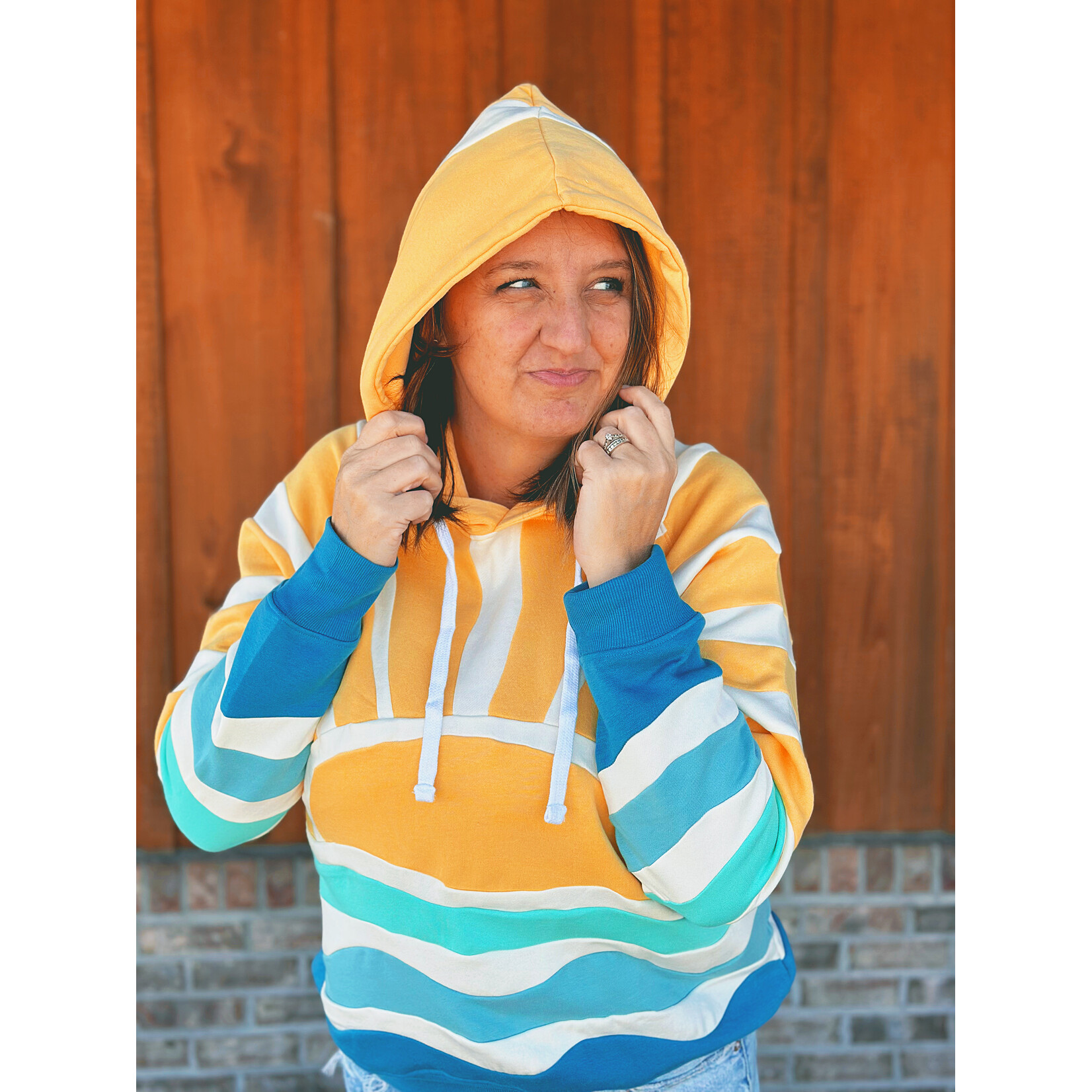 Simply Southern Simply Southern Hoodie Patchwork Yellow Sun