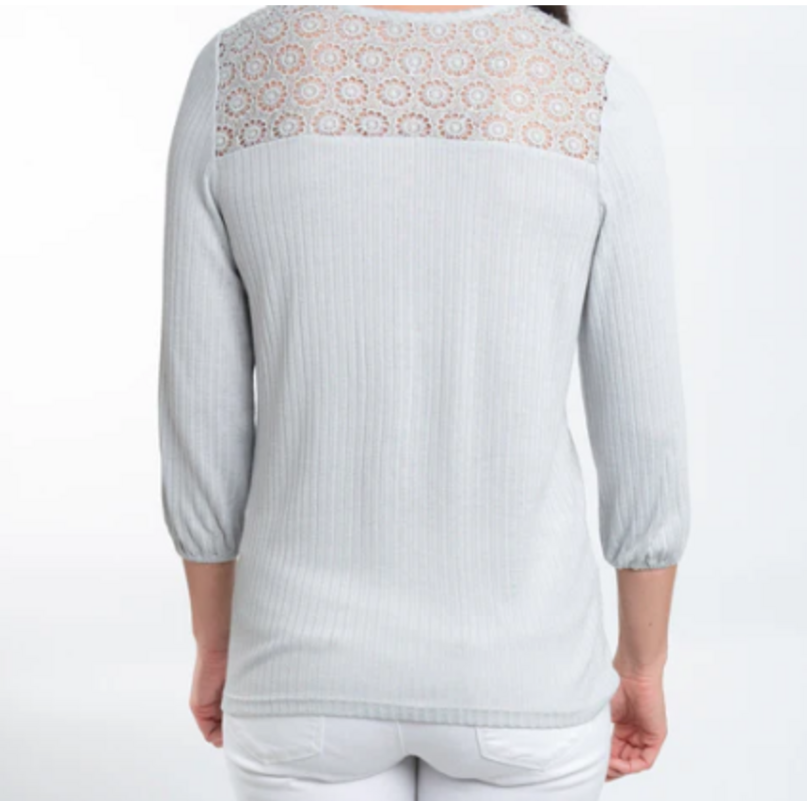 Elsie & Zoey Elsie & Zoey Selena Ribbed Henley Top Light Gray