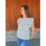 Simply Southern Simply Southern Ruffle Sleeve Top Black Bow