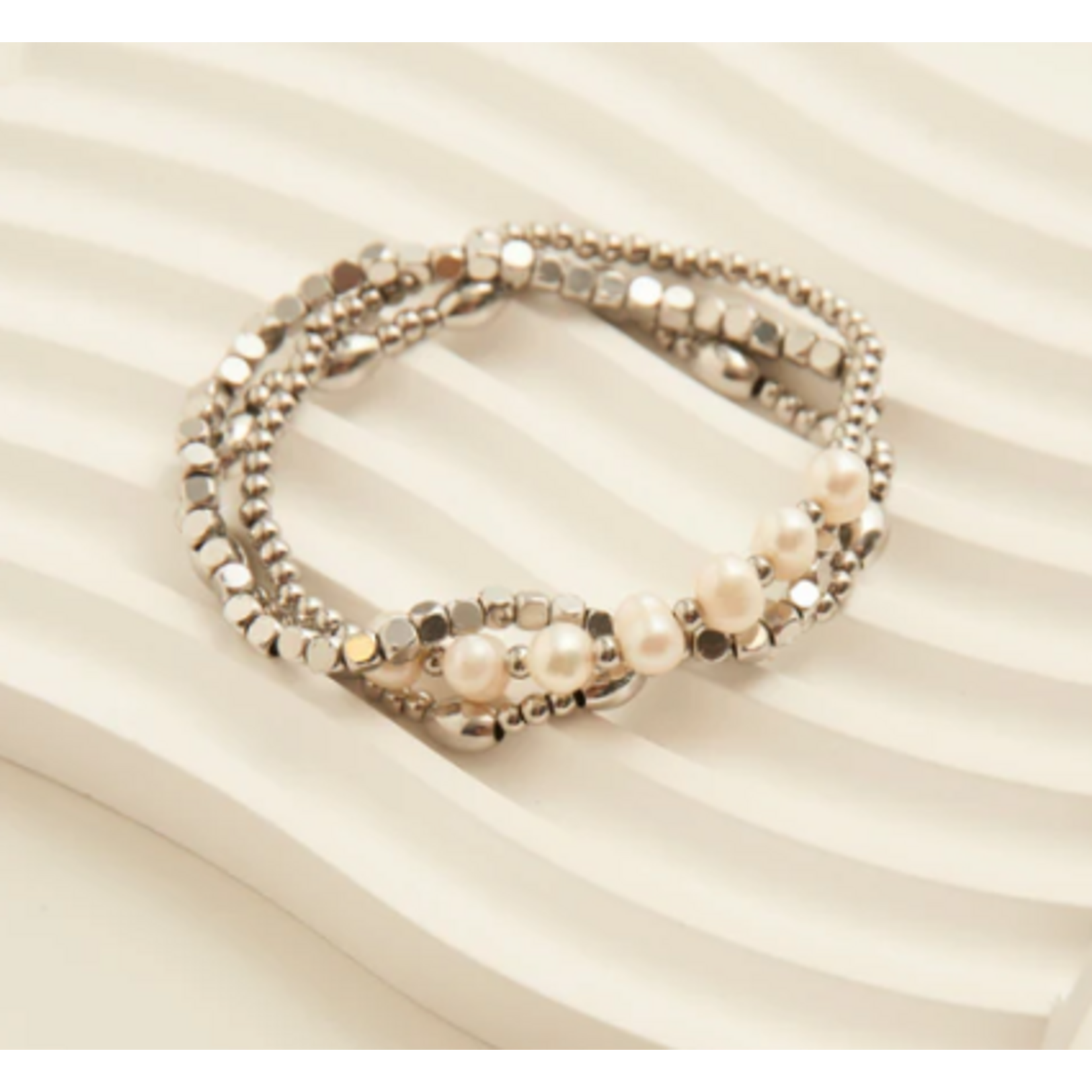 Howards Howard's Narelle Waterproof Multi Pearl Stretch Bracelet Set Silver