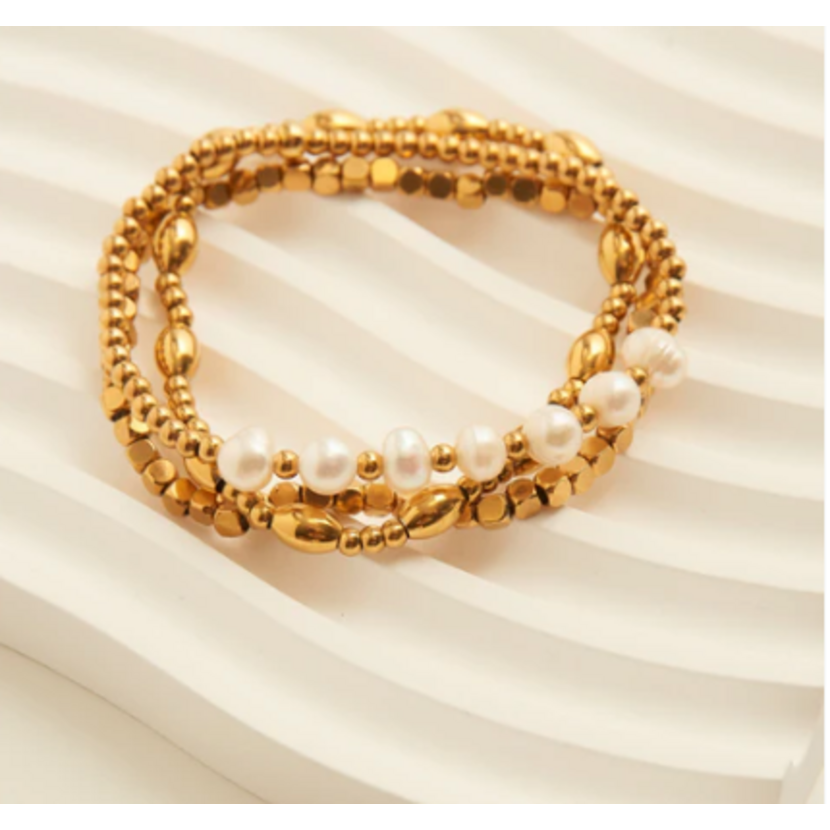 Howards Howard's Narelle Waterproof Multi Pearl Stretch Bracelet Set Gold