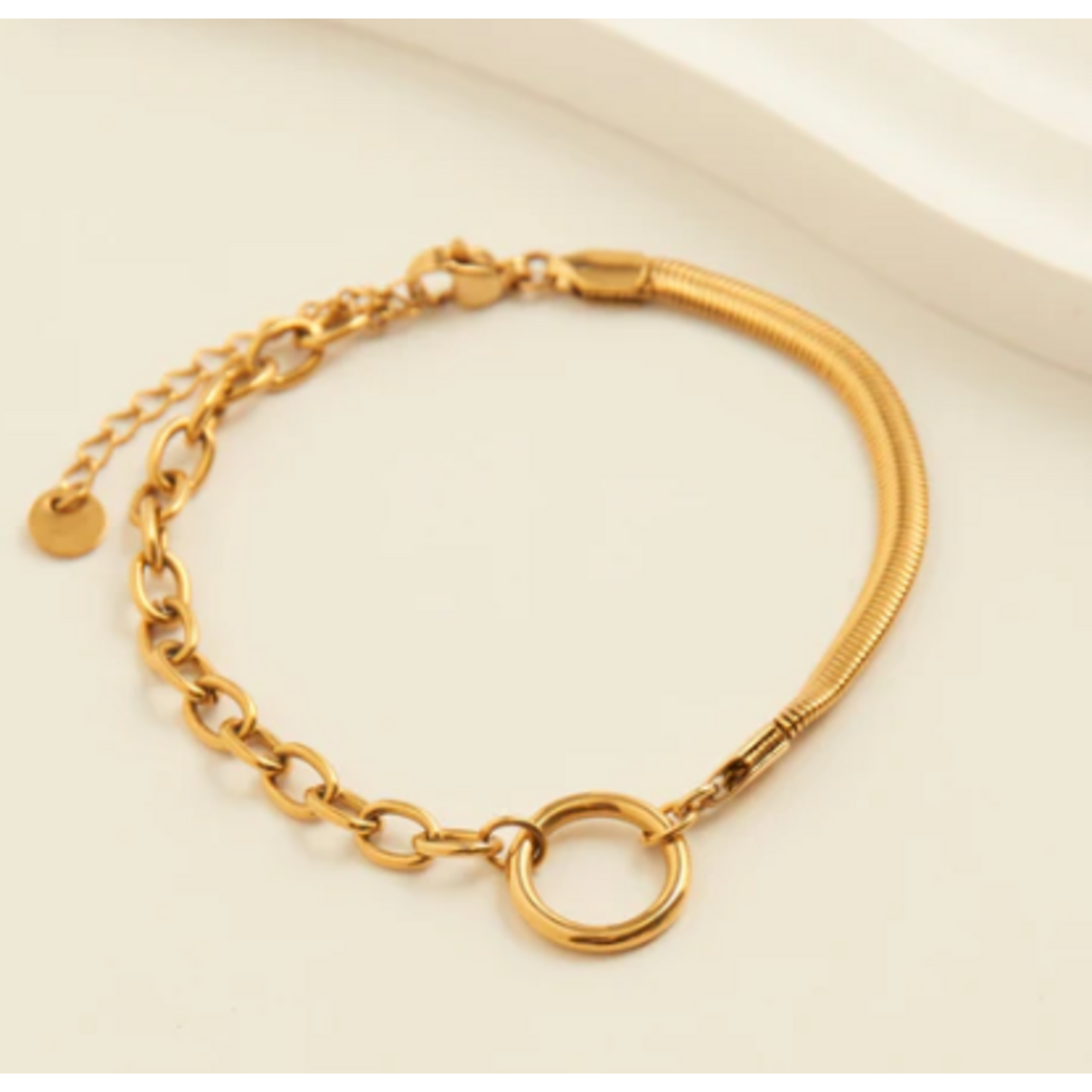 Howards Howard's Narelle Waterproof Cable & Snake Chain Bracelet Gold
