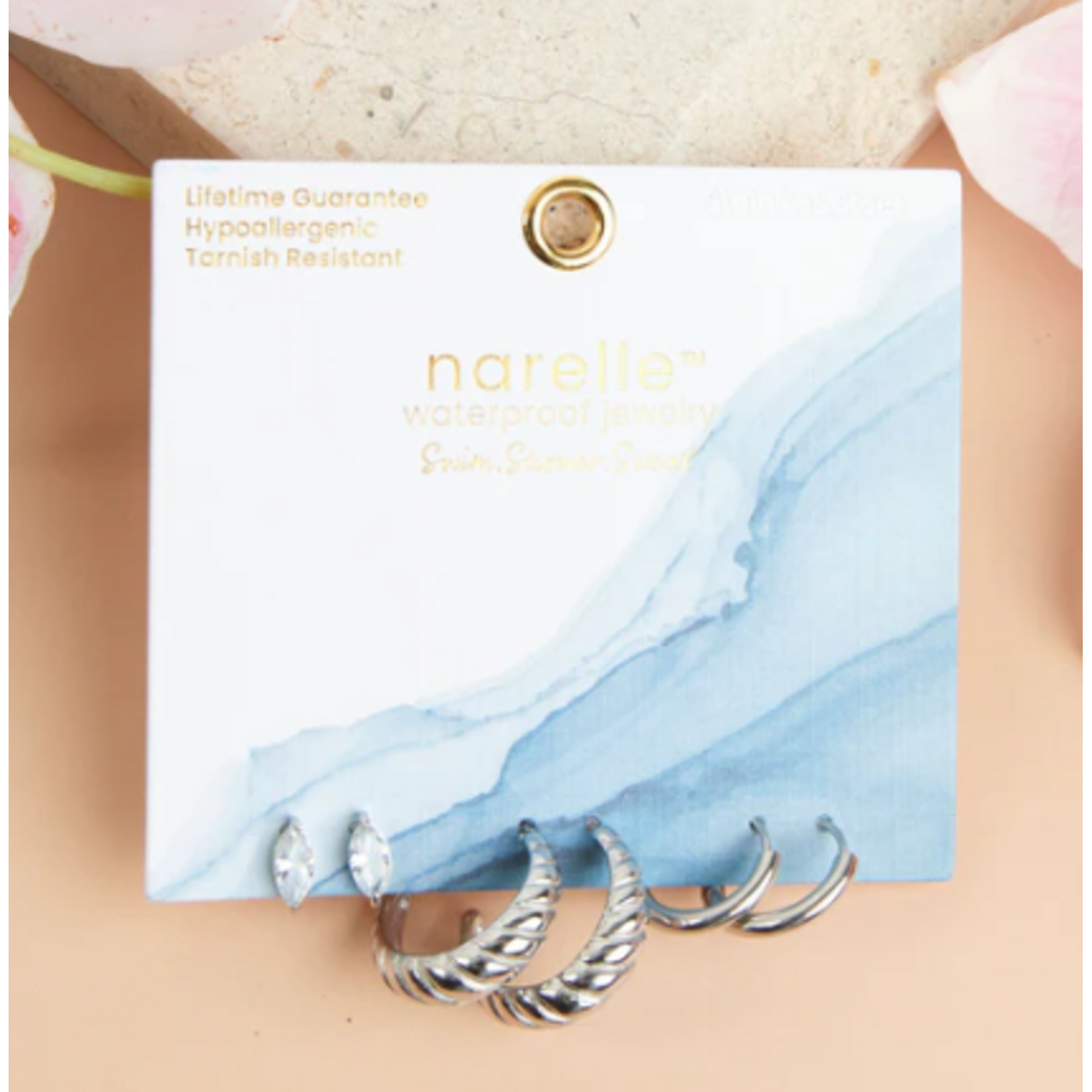 Howards Howard's Narelle Waterproof Half Moon Hoop Trio Earrings Silver