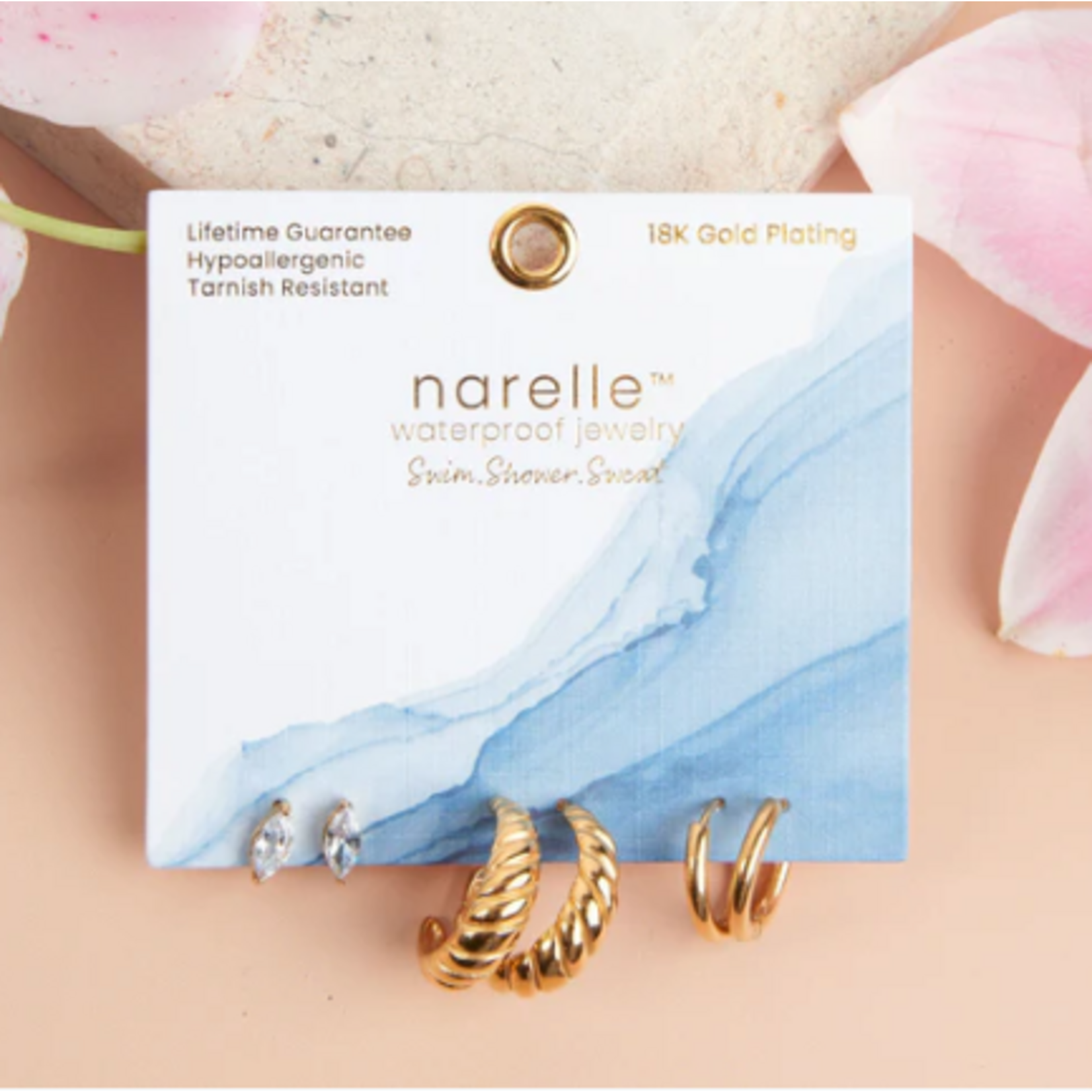 Howards Howard's Narelle Waterproof Half Moon Hoop Trio Earrings Gold